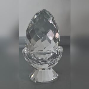 Diamond Facet Glass Egg And Stand